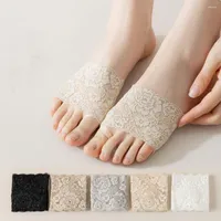 Women Socks Invisible Mesh Half Palm Insoles Foot Care Simple Elasticity Cotton Solid Color Five Finger Toe Separator Sock