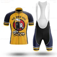 Racing Sets Beer Pattern Bicycle Cycling Team Jersey Bib Shorts Suits Mens Short Sleeve Shirt Clothing