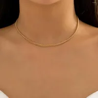 Choker IngeSight.Z Punk Cuban Link Chain Necklace For Woman Men Simple Gold Color Thin Clavicle Necklaces Fashion Jewelry