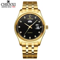 CHENXI Male Watch Business Men Watch Stainless Steel Belt Golden Clock Fashion Men's Quartz Wristwatches Calendar Relogio Mas256Y