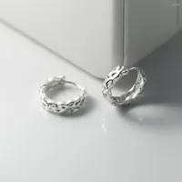 Hoop Earrings LAVIFAM Pure S925 Sterling Silver Concave Surface Irregular Pattern Ins Style Design Women Ear Jewelry