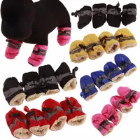 Winter Pet Dog Shoes Anti-slip Rain Snow Boots Thick Warm For Small Cats Dogs Puppy Dog Socks Booties shoes 4pcs waterproof273L
