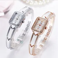 Women fashion dress watches Bracelet strap design white Retro Style Quartz watch Good gift Female wristwatch Rhinestone Casual clo294U