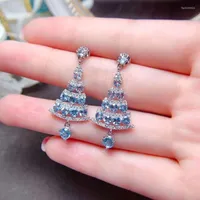 Dangle Earrings YULEM Real S925 Sterling Silver Rings For Women London Blue Topaz Ring Gemstone Cushion Romantic Gift Engagement Jewerly
