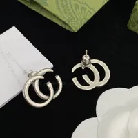 2023 Women's Classic Earrings stud Fashion Silver Earrings Vintage Hollow out Letter Personality Party Jewelry