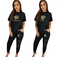 2023 Women Brand Designer Letter Tracksuits Fashion Casual 2 Piece Set Short Sleeve T-shirts Pants Summer Jogging Suit Crew Neck Outfits Pullover Sportswear 5025