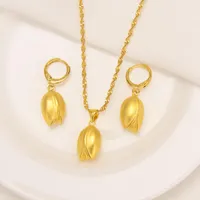Necklace Earrings Set Bangrui Gold Color Flower Pendant Earring For Women Fashion Charming Female Jewelry 2023 Party Gifts