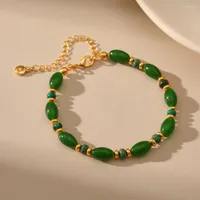 Strand MKOPSZ Elegant Boho Bracelet Green Natural Stone For Women Fashion Jewelry Holiday Party Accessory Gifts