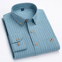 Men's Casual Shirts Size M~7XL 100% Pure Cotton Oxford Men's Striped Plaid Shirts Male Casual High Quality Long sleeve Shirt for Men Button Up Shirt 230329