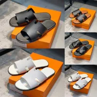 Men Epsom herm Slippers Designer Sandals Slippers Slipper Heritage Lzmir Calfskin Sandal Top Quality Flat Flip Flop Summer Beach Shoes SC60