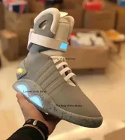 TOP Automatic Laces Shoes Air Mag Sneakers Marty Mcfly's Led Man Back To The Future Glow In The Dark Gray TOP Mcflys Sneaker With Box US7-13