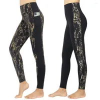 Active Pants Latest High Waist Yoga With Pocket Tummy Control Leggings Tight Printing Sports Casual Cloth Non See-Through