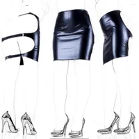 Bras Sets Faux Leather Women Exposed Ass Bondage Skirt Dress Intimate Sex Toy Couple Game