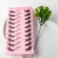 False Eyelashes Short Natural Look Accent Corner Lashes Faux Mink Cat Eye Half With Clear Band