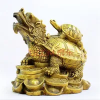 Chinese FengShui Pure Bronze Wealth Money Evil Dragon Turtle Tortoise Statue2180