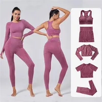 Active Sets 2 Piece Set Women Workout Gym Yoga Fitness Bra Female Sportswear Crop Top Sports Seamless Leggings Outfit Tracksuit