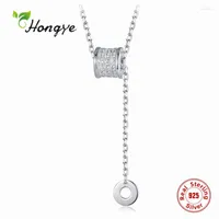 Chains Hongye 925 Sterling Silver Pendants For Female Girls Round Classic Necklace Zircons Engagement Charming Elegant Collar 2023