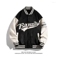 Men's Jackets Men's 2023Spring Faux Suede Jacket Street Style Baseball Clothes Coat Embroidered Combination Patch Bomber Vintage