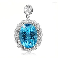 Pendant Necklaces Luxurious Micro Set With Zircon Sapphire Women's Simulated Topaz Victoria Necklace