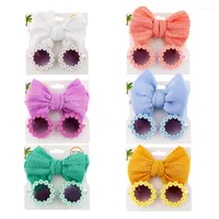 Hair Accessories Baby Flower Shaped Sunglasses Colorful Sunnies Glasses And Bows Headbands Set Cute Outdoor Po Prop For Toddler Kids