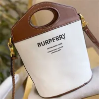 Designer Burbrerys Women Handbags BBR bag female 2022 round portable shoulder bag European American Canvas collage Bucket Bag ED0H