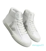 Designer Man VEJA HighTop Boots Summer white Boots Women Couple Models Leather VA Word Shoes Thick-Soled Boots Heightened Light Fashion Luxury Shoe 336 Size 35-