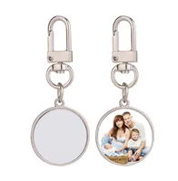 Thermal Transter DIY sublimation blank heart round keychains gold keychain po frame keyring Silver Plated Alloy Car Key Ring So7139966