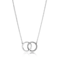 NEW 2021 100% 925 Sterling Silver Diamond Necklace Fit DIY Original Fshion Jewelry Gift 1112173