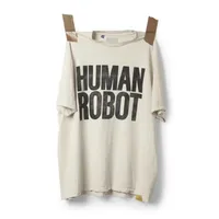 2023 Galllerry HUMAN ROBOT Printed Tee Fashion Beige T-Shirt Short Sleeve Man Women Summer Casual Hip Hop FZTX2186