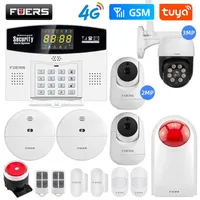 Alarm Systems Fuers 4G WIFI Tuya Smart System W214 Wireless Burglar GSM Home Security Control LCD Display IP Camera