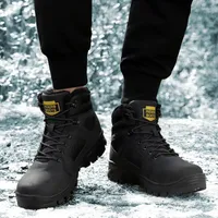 Boots 2023 Autumn And Winter Men's Combat Fur Outdoor Ankle Snow Military Warm Plush Flat Shoe
