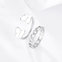 Cluster Rings Fashion Jewelry Set Selling Hollow Round Opening Women Finger Butterfly Ring For Girl Lady Party Wedding Gifts