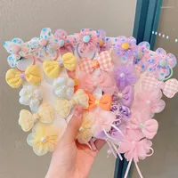 Hair Clips 10-Piece Set Children's Bow Hairpin 2023 Cute Princess Girls Broken Bangs Clip Baby Accessories Wholesale