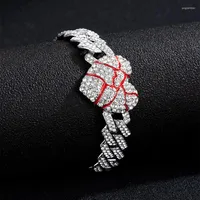 Chains Hip Hop Iced Out Women Heart Bracelet Rhinestone Zircon Paved Cuban Chain Rapper Jewelry Anklet