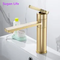 Bathroom Sink Faucets Sugan Life Gold Brush Basin Faucet Brass Single Handle Water Tap Cold And Mixer