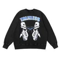 Men's Hoodies Sweatshirts Skulls Lightning Print Mens Retro Washed Punk Oversized Y2k Grunge Gothic Hoodies Hip Hop Streetwear Harajuku Vintage Sweatshirt 230328