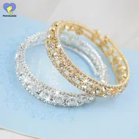 Bangle Bling Luxury Women Silver Plated Crystal Rhinestone Bracelets Bangles For Adjustable Wedding Pulseras Jewelry Gifts