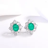 Stud Earrings RUZZALLATI Fashion Paraiba Tourmaline Emerald Ladies Luxury 925 Silver Ear Elegant Vintage Party Jewelry