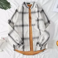Men's Casual Shirts Fashion Shirt Jacket Loose Autumn Winter Velvet Lined Plaid Top Outerwear Lapel Cold Resistant For Home