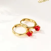 Stud Earrings Classic Gold Plated Zircon Girl Women Mini Crystal Titanium Steel 5 Colors