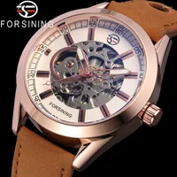 Wristwatches FORSINING Automatic Mechanical Men Wristwatch Military Sport Male Clock Top Genuine Leather Skeleton Man Watch