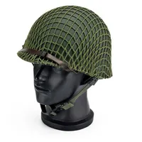 WWII US Steel ABS M1 Helmet Cosplay Outdoor Tactical CS Game Collectable Replica with Net Cover282U