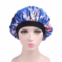 Women Chemo Cap Flocking Satin Sleeping Hat Print Floral Soft Night Sleep Hat Salon Bonnet Hat Hair Accessories284d