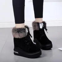 Boots Nice Women Fashion Warm Winter Snow Stylish Ankle Wedge Platform 10.5CM High Heels Botas De Mujer