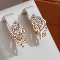 Dangle Earrings JULYDREAM Luxury Full Zircon Hollow Leaf Drop 585 Rose Gold Color Women Vintage Jewelry Wedding Party Accessories