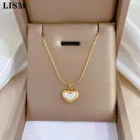 Pendant Necklaces LISM 316L Stainless Steel Simple Shell Heart Short Necklace For Korean Fashion Jewelry Girl's Accessories