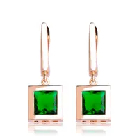 Dangle Earrings & Chandelier Dazz Classic Square Drop With Green Rhinestone For Women Wedding Bridal Style Gold Silver Color Ohrringe Access