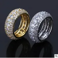 Zircon ring Hiphop Rapper Ring For Men Fashion Hip Hop Gold Silver Ring Five Rows Bling Cubic Zirconia Mens Ice Out Jewelry 225270v