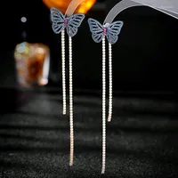 Dangle Earrings Fashion Niche Luxury High-end For Women Butterfly Rear Hanging Detachable Long Tassel Wedding Jewelry