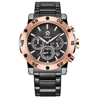 Ocysa Luxury Mens Caesar PVD Black Fashion Man Quartz Movement Chronograph Waterproof Sport Male Designer Watches Wristwatches Wat286d